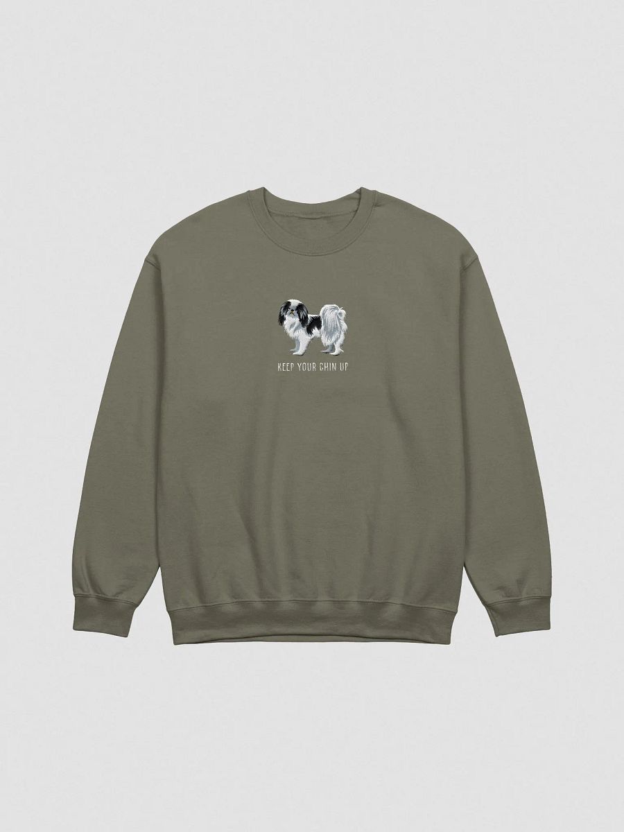 Keep Your Chin Up Sweatshirt (Embroidered) of a Japanese Chin product image (4)
