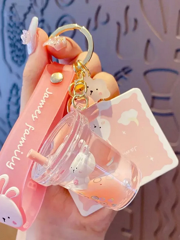 Pink Milk Tea Bunny Keychain / Bag Clip product image (1)