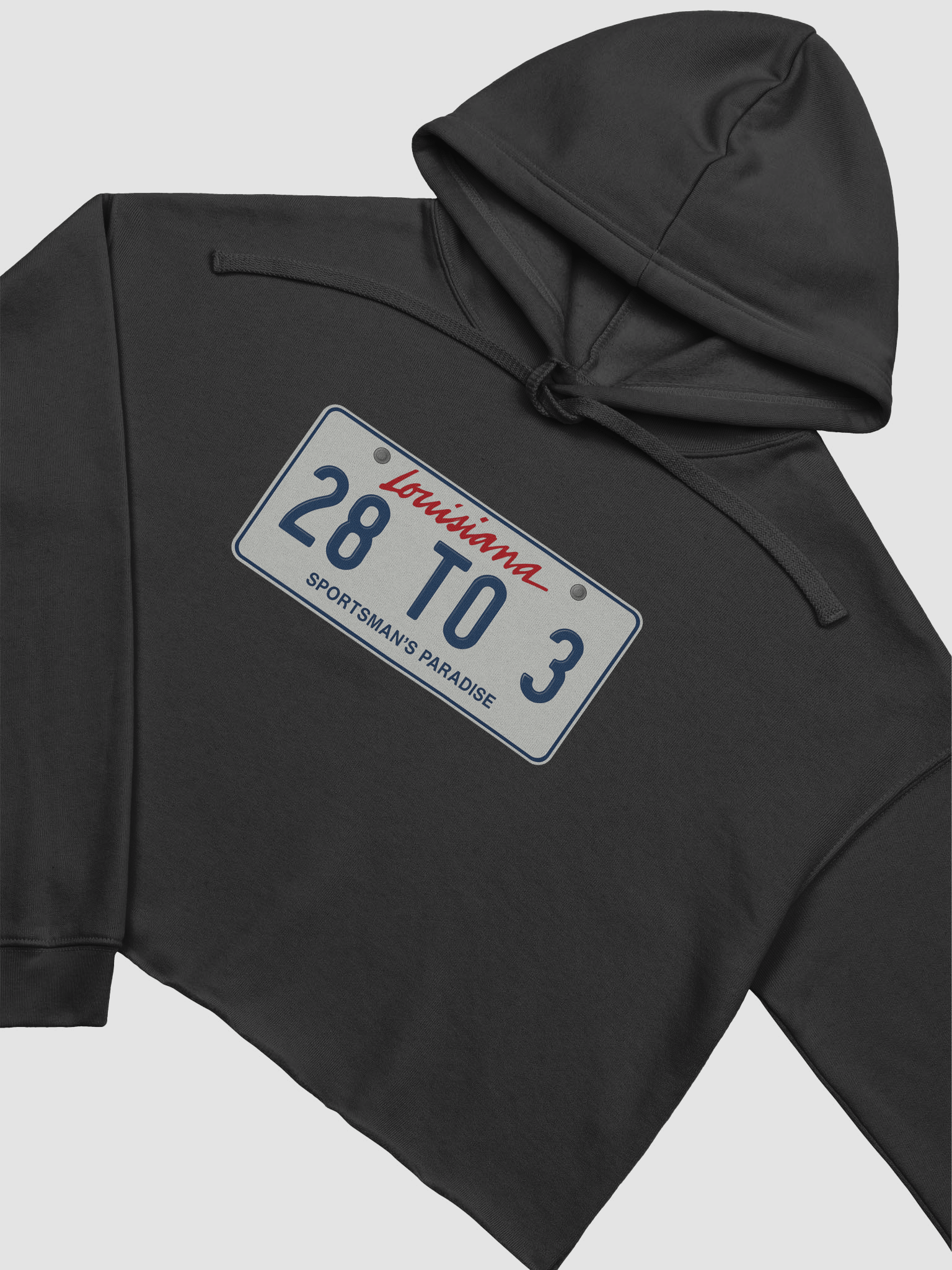 The 28 to 3 Podcast "Louisiana License Plate" Fleece Crop Hoodie product image (3)