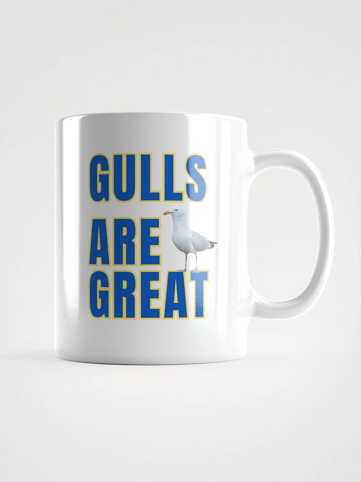 GULLS ARE GREAT Glossy White Mug with Blue Text product image (2)
