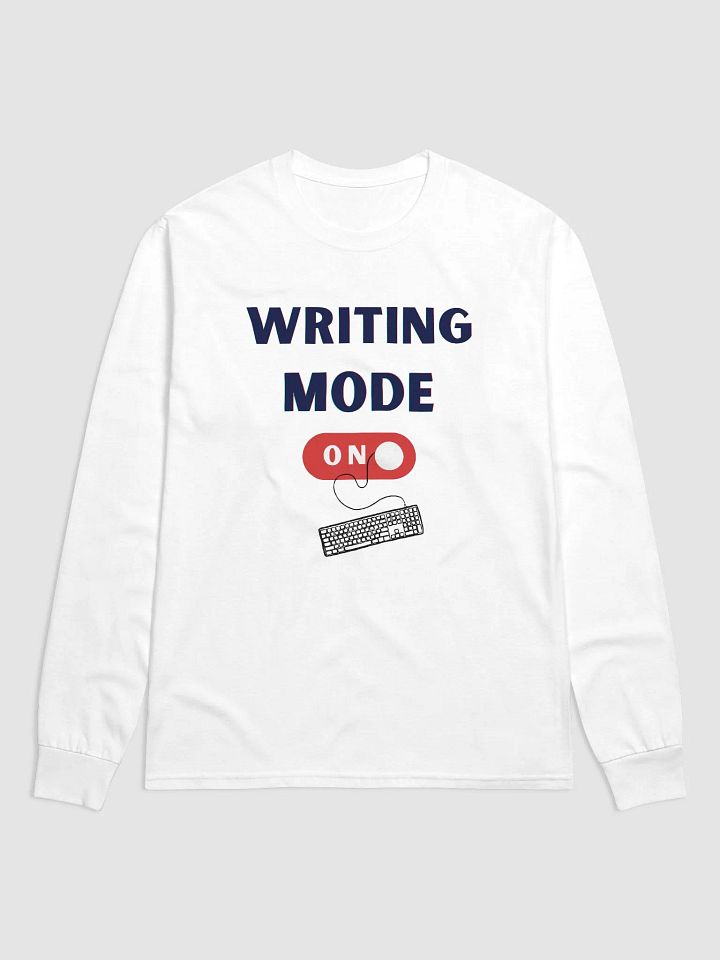 Writing Mode On - White long sleeve T-shirt product image (1)