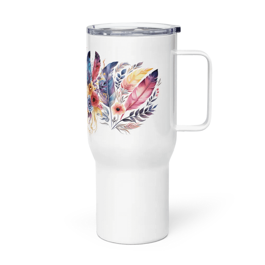 Vibrant Feathers and Roses Stainless Steel Travel Mug product image (3)