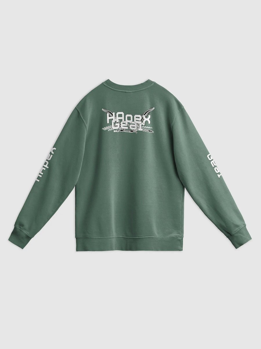 Unisex Midweight Pigment Dyed Sweatshirt - White HApex Gear Black Logo product image (28)