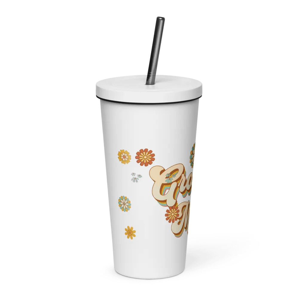 Groovy mama insulated tumbler cup with straw product image (3)