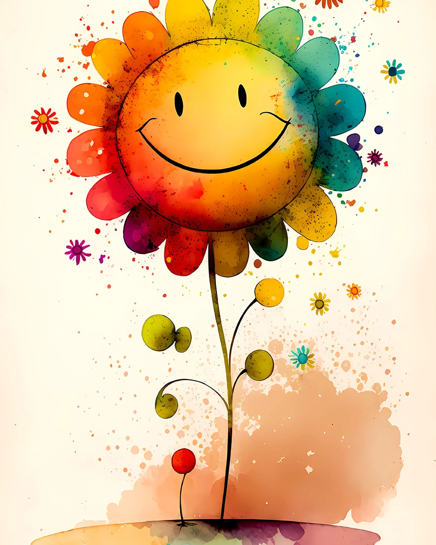 Sunshine Smiles Sunflower Poster: Uplifting Colorful Art for a Happy Home Vibe Matte Poster product image (1)