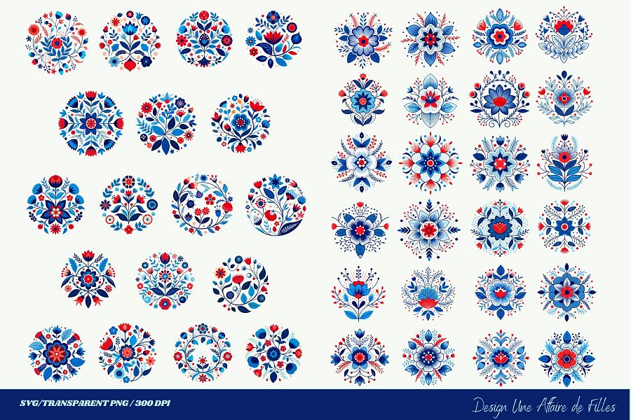 60 FLORAL SCANDINAVIAN VECTOR CLIPART product image (2)