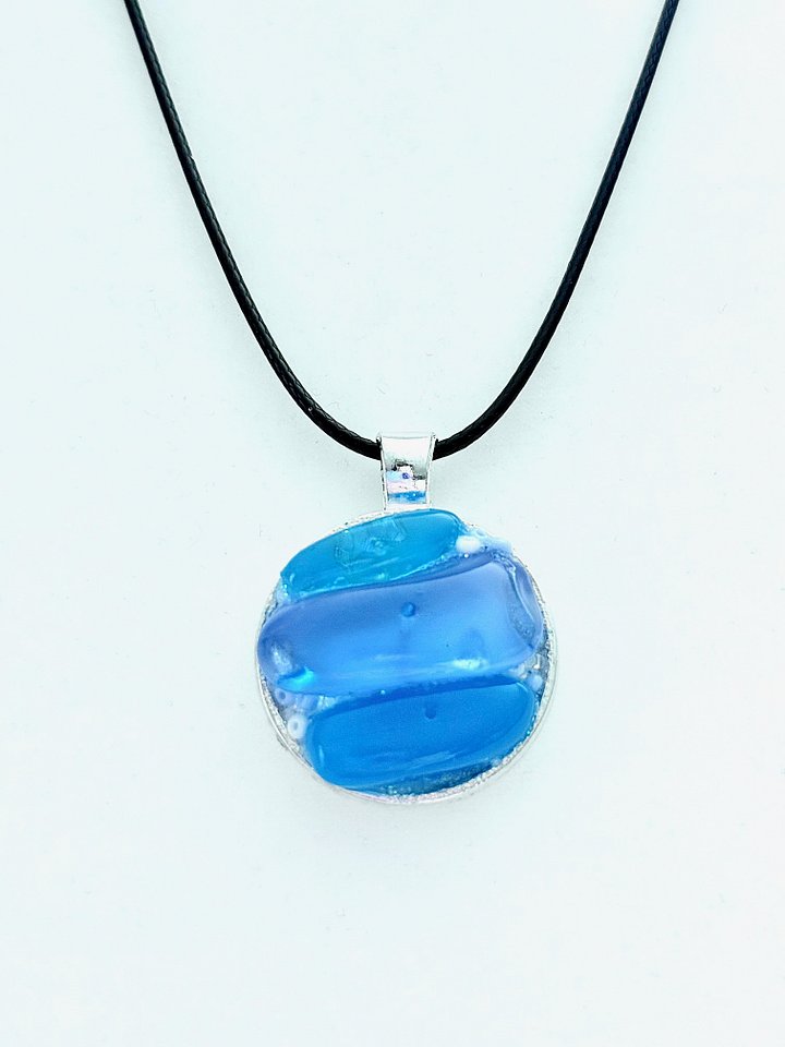 Coastal Calm Horizon Pendant Necklace | Handmade Glass Art Jewelry | Monique Faella Designs™ | MFD-00205 product image (2)