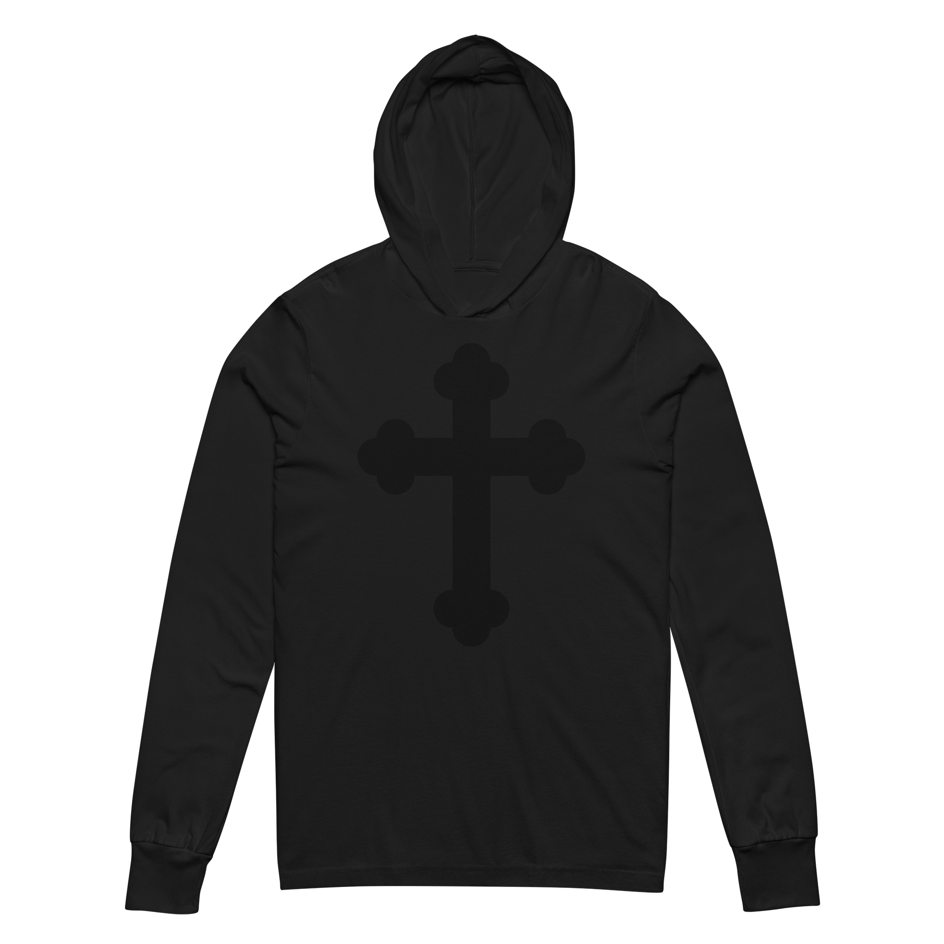 Black Cross Hooded Long Sleeve Tee product image (3)
