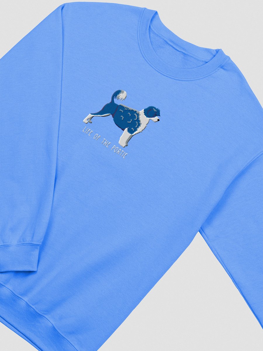 Life of the Portie Sweatshirt (Embroidered) of a Portuguese Water Dog(Blue & White) product image (6)