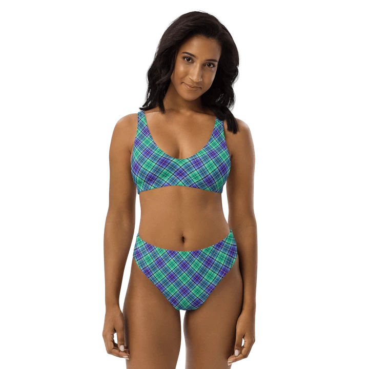 Bright Green and Purple Plaid Bikini product image (1)