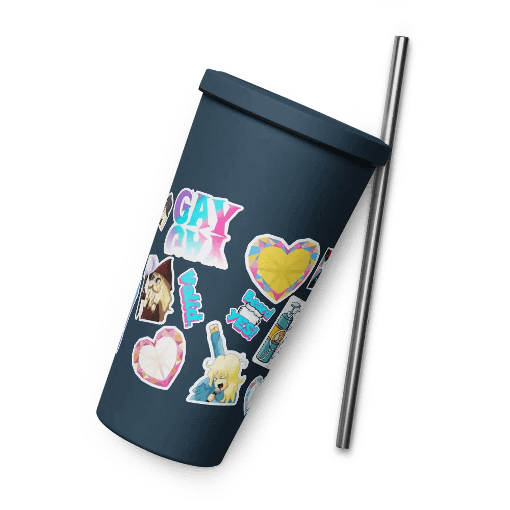 Faux Sticker Insulated Tumbler with Lid and Straw product image (8)