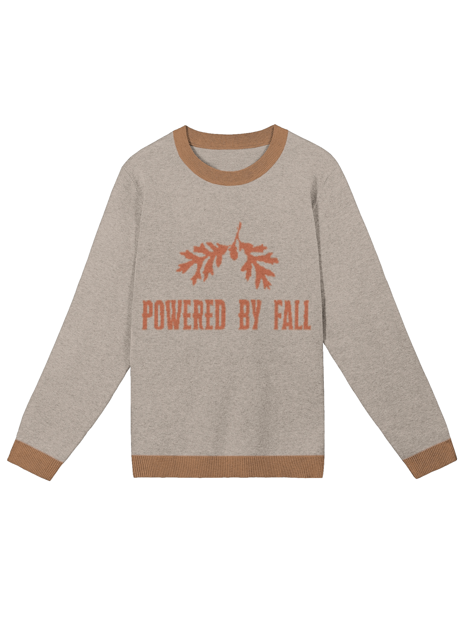 Powered by Fall Classic Fit Sweater – Autumn Leaves Jacquard Knit Crewneck Pullover, Cozy Seasonal Gift product image (3)