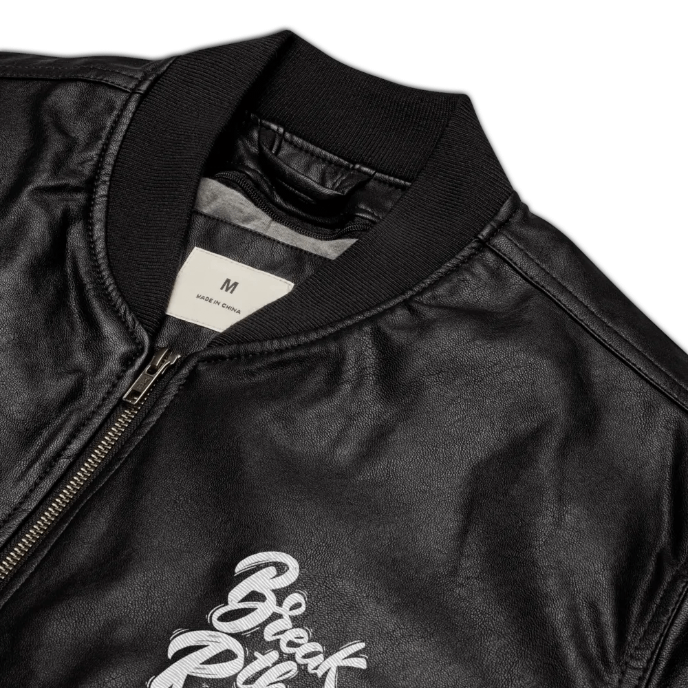 BREAK - Pixelated Portrait Faux Leather Bomber Jacket product image (13)