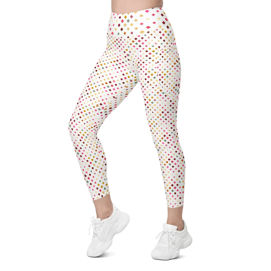 Colorful Square Pattern Design Leggings with Pocket - v6 product image (8)