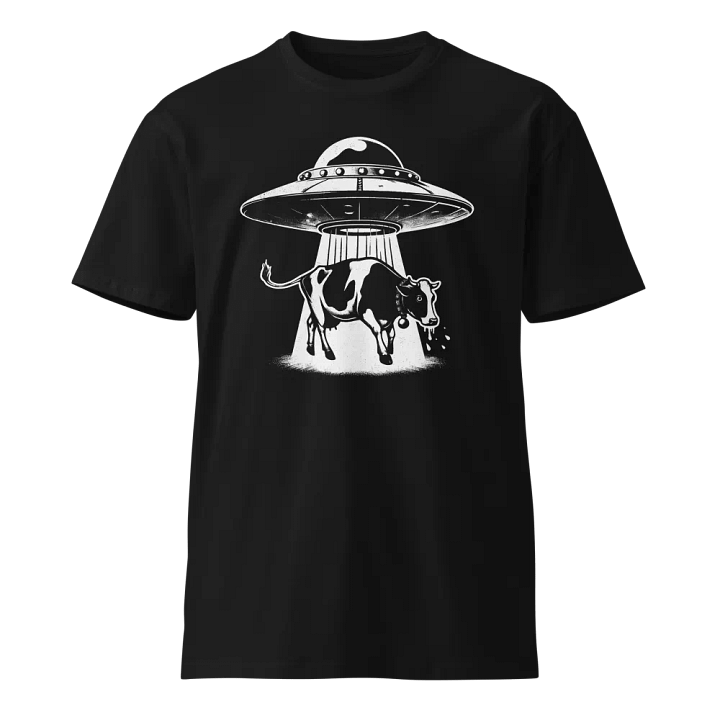 Cow and UFO Cartoon Unisex T-Shirt product image (1)