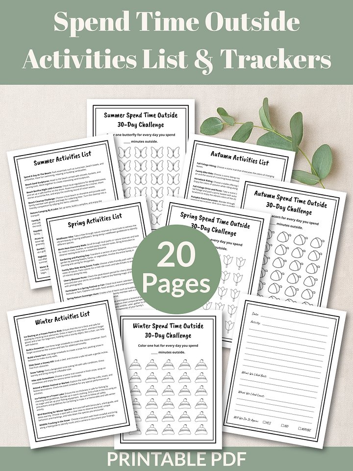 Spend Time Outside Activities List & Challenge Tracker Printable Bundle product image (1)