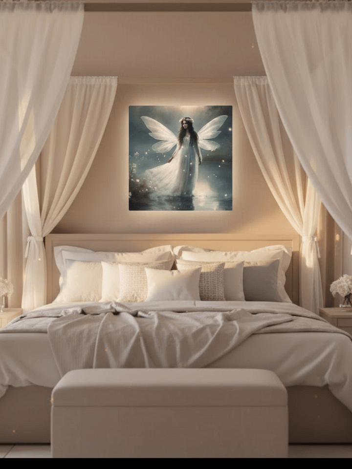 Fairy and Fireflies By Lake Wall Art product image (1)