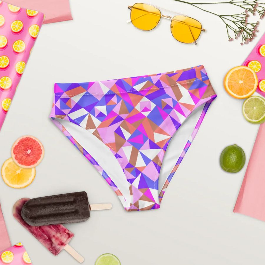 Colorful vector Pattern Design High Waisted Bikini Bottom - v5 product image (5)