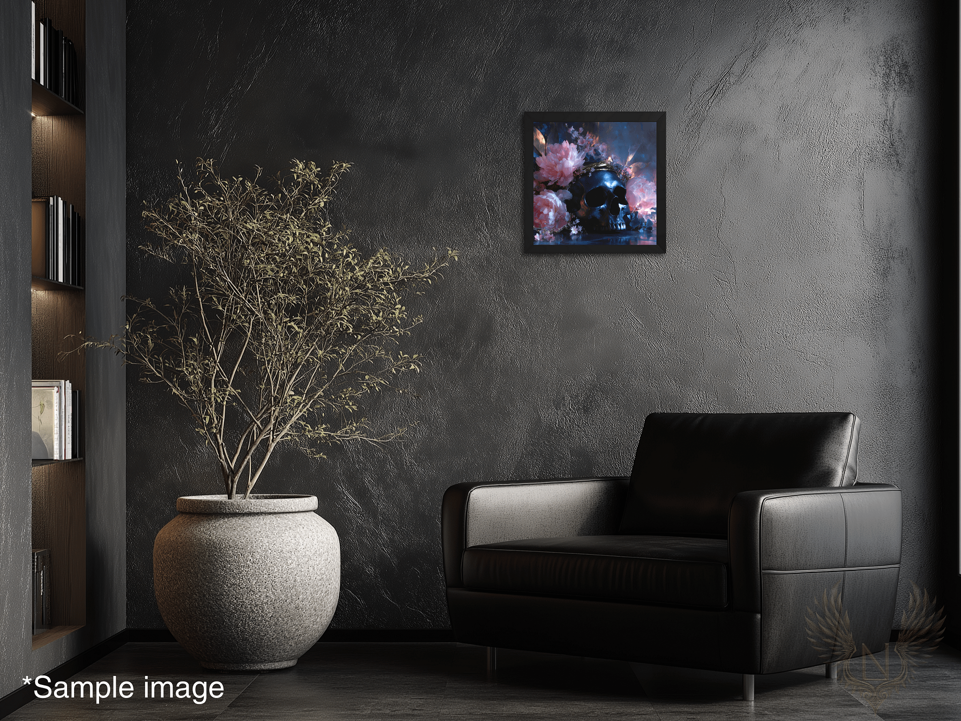 Floral Requiem: Skull & Blossom Fantasy Wall Art Print product image (5)