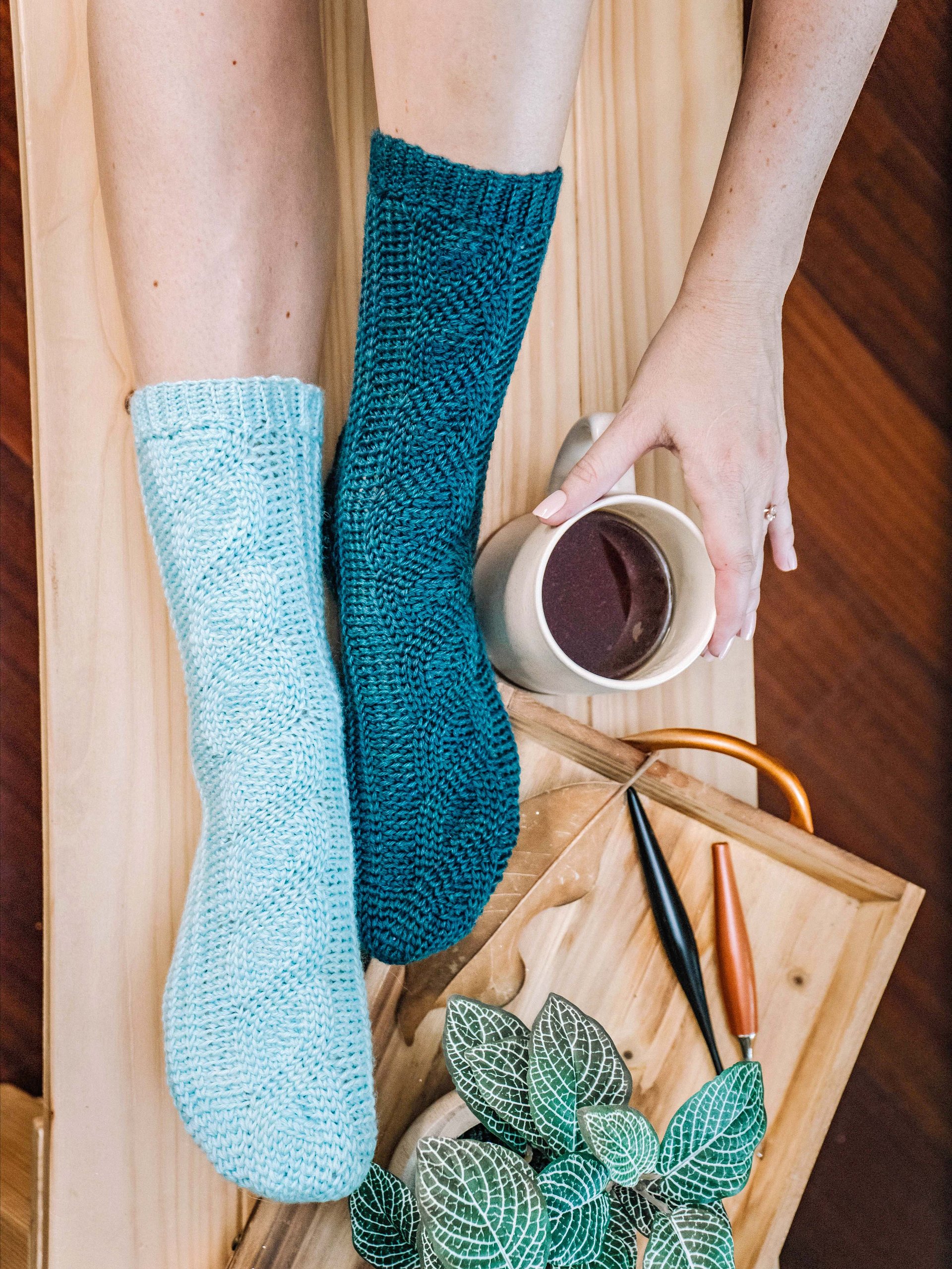 Mock Cable Crochet Sock Pattern product image (6)