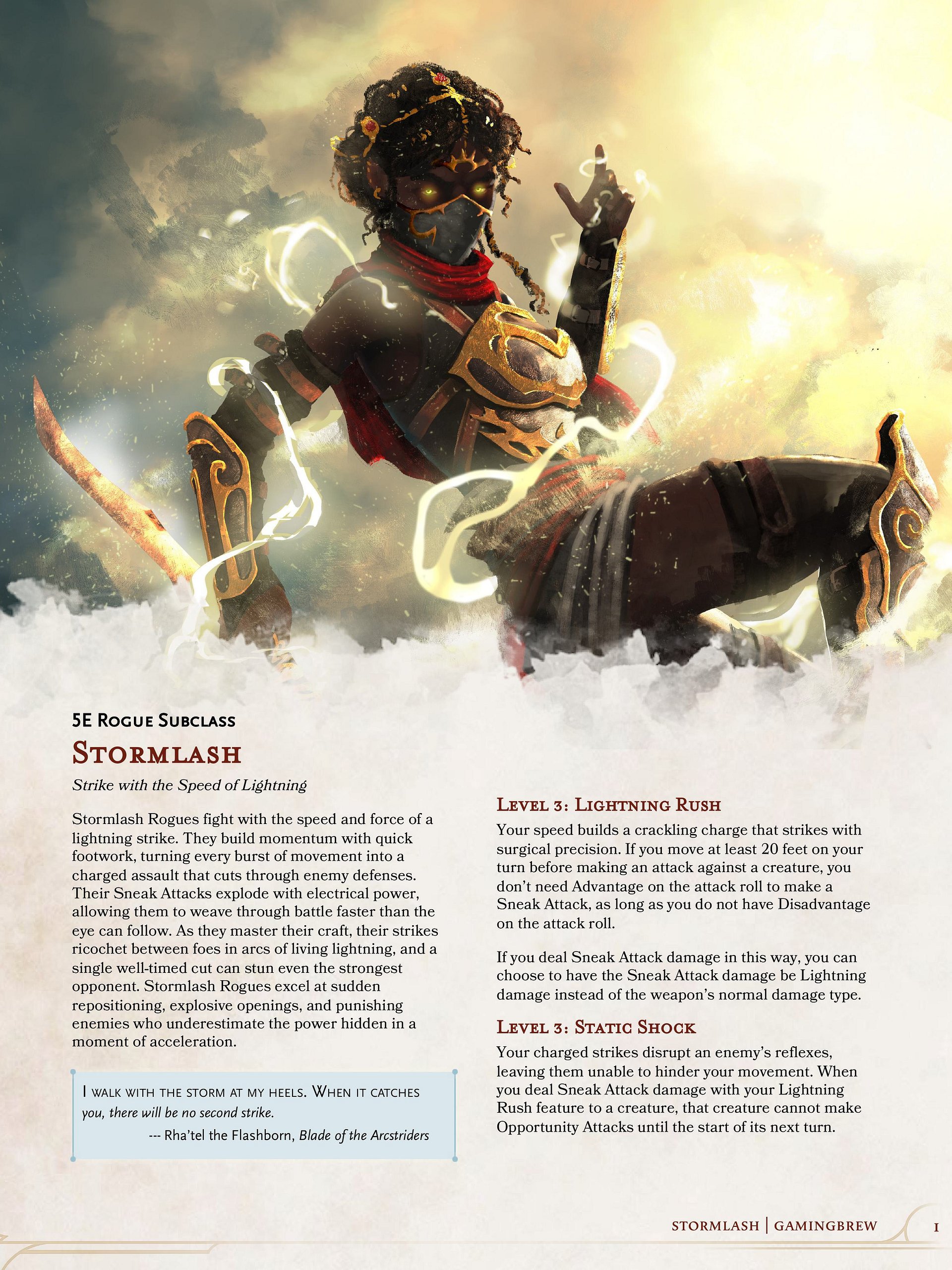 Stormlash | 5E 24 Rogue Subclass product image (2)
