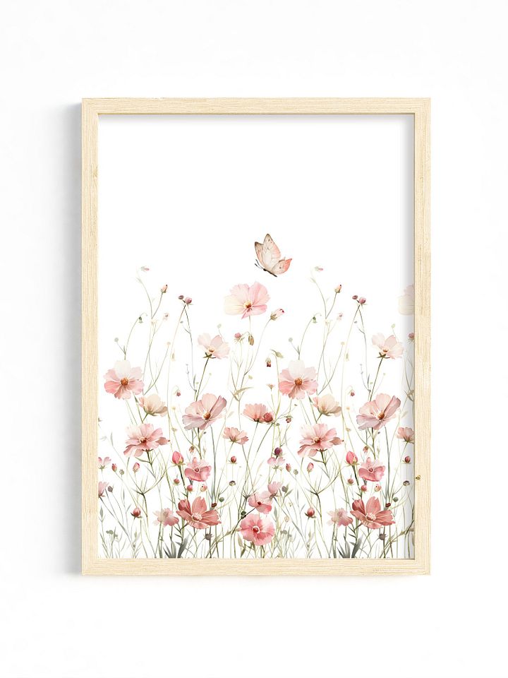 Watercolor Pink Floral Meadow Nursery Print product image (1)