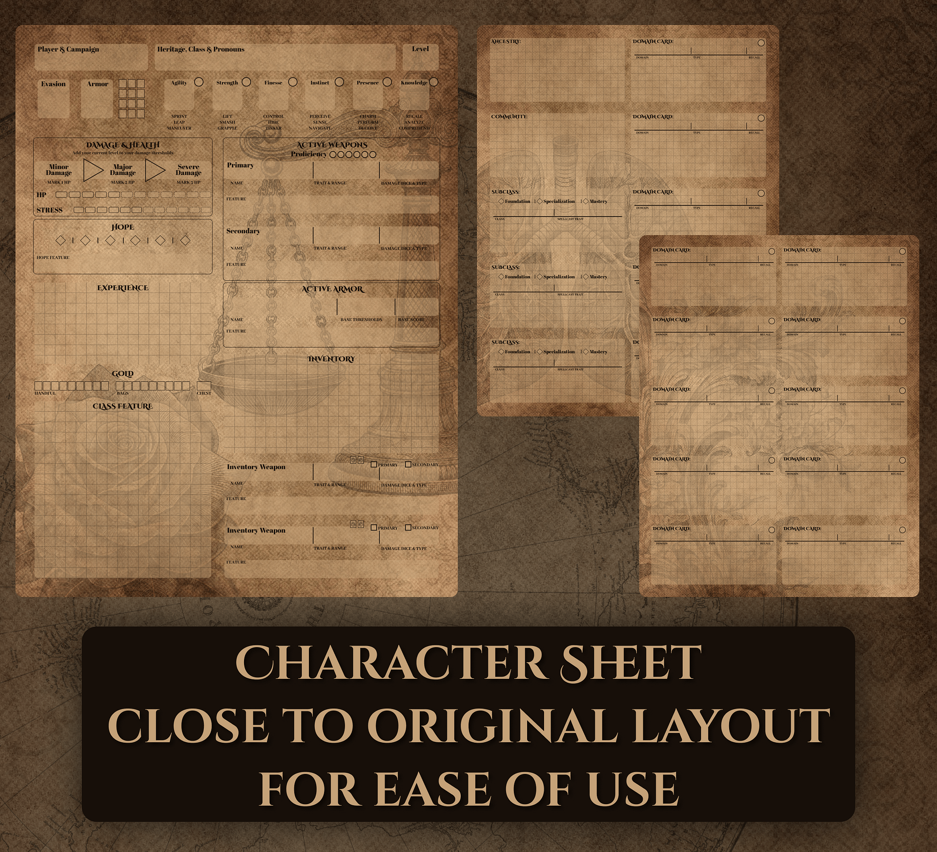 Vintage Daggerheart TTRPG Character Sheet and Journal product image (2)