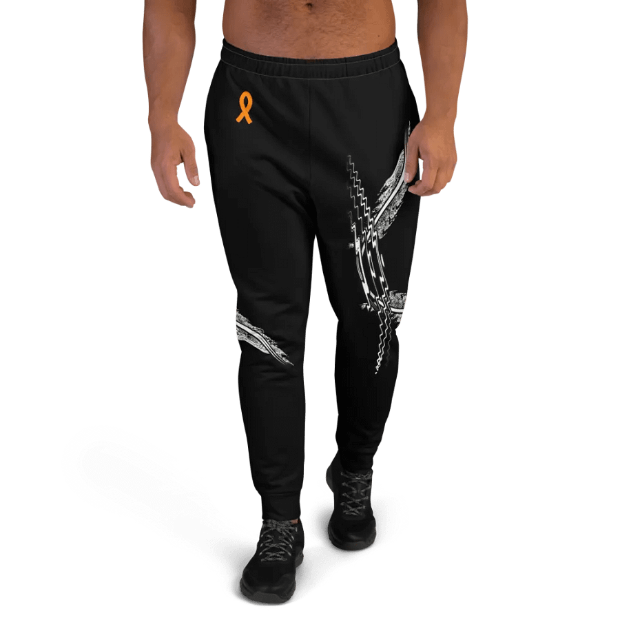 White HApex Gear White Logo Cancer Awareness Orange Ribbon. Black Recycled Men's Joggers product image (2)