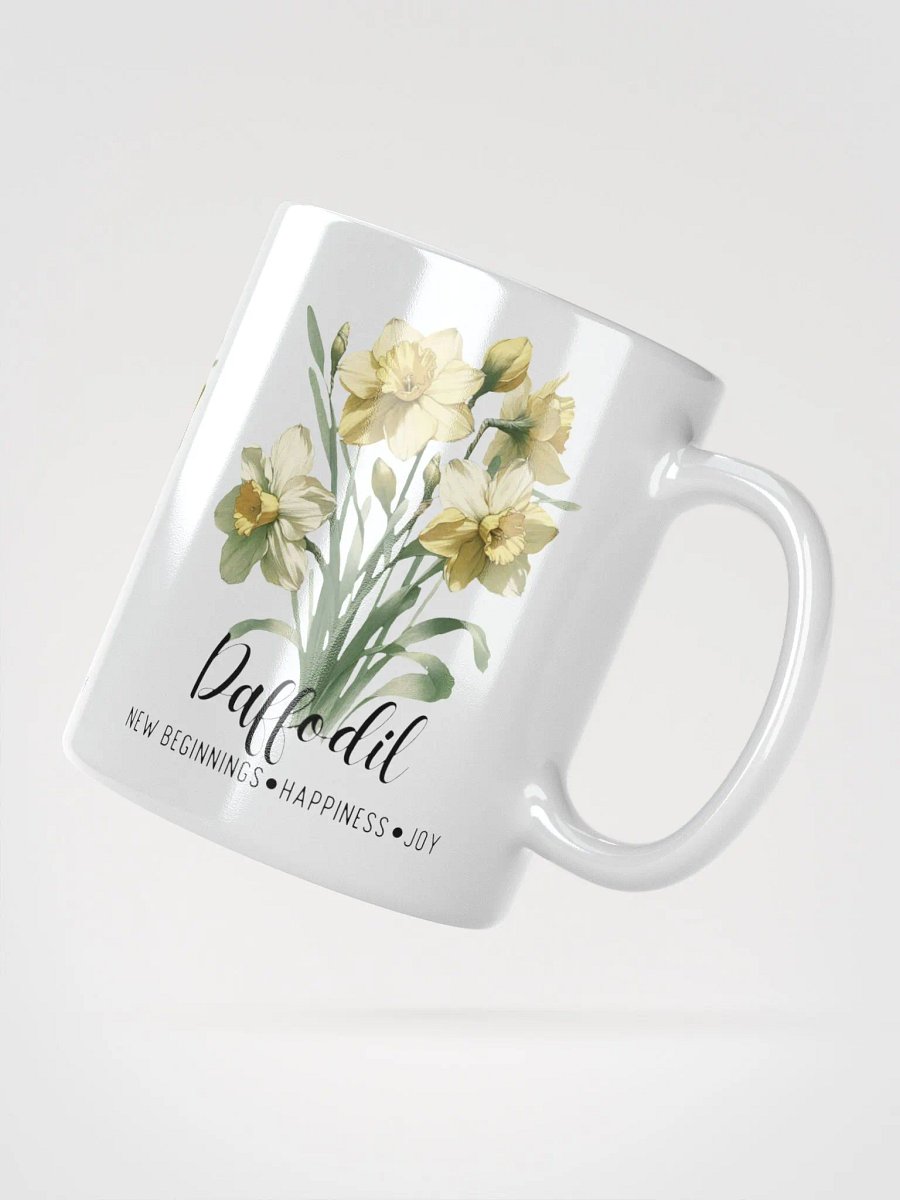 Daffodil Ceramic White Mug: New Beginnings, Happiness, Joy March Birth Flower product image (4)
