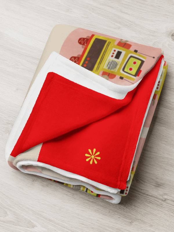 Atomic Robot Party - Blanket in Beige and Pink product image (5)