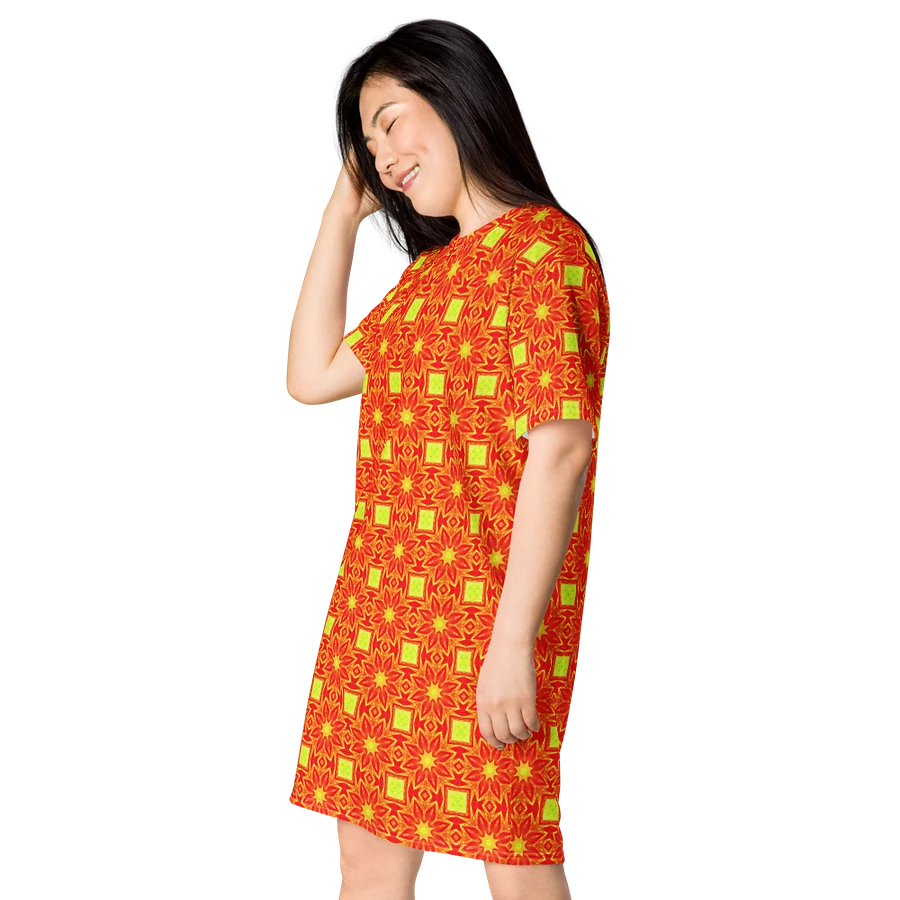 Abstract Repeating Orange Flower T Shirt Dress product image (7)