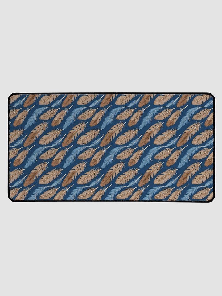 Desk Mat (31.5x15.5 inches) - Pattern of Blue and Brown Feathers product image (1)