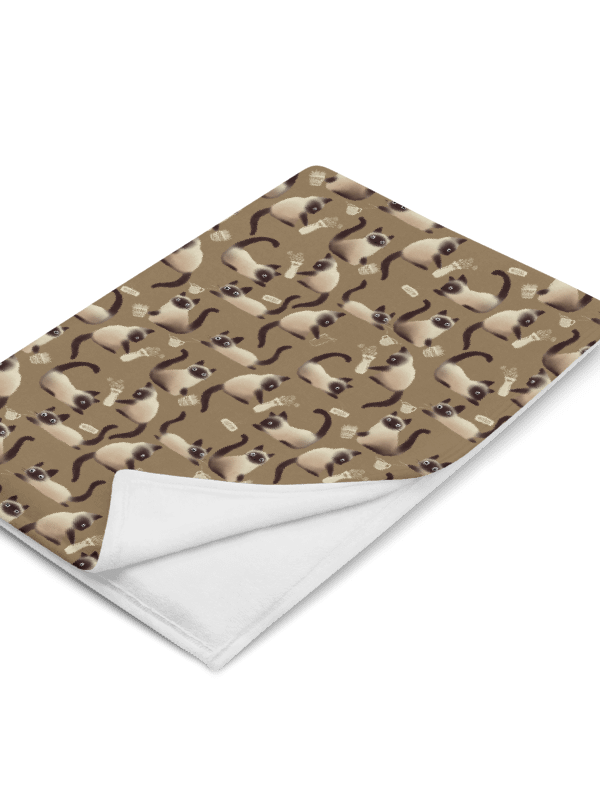 Bad Siamese Cats Knocking Stuff Over Throw Blanket, Brown product image (17)