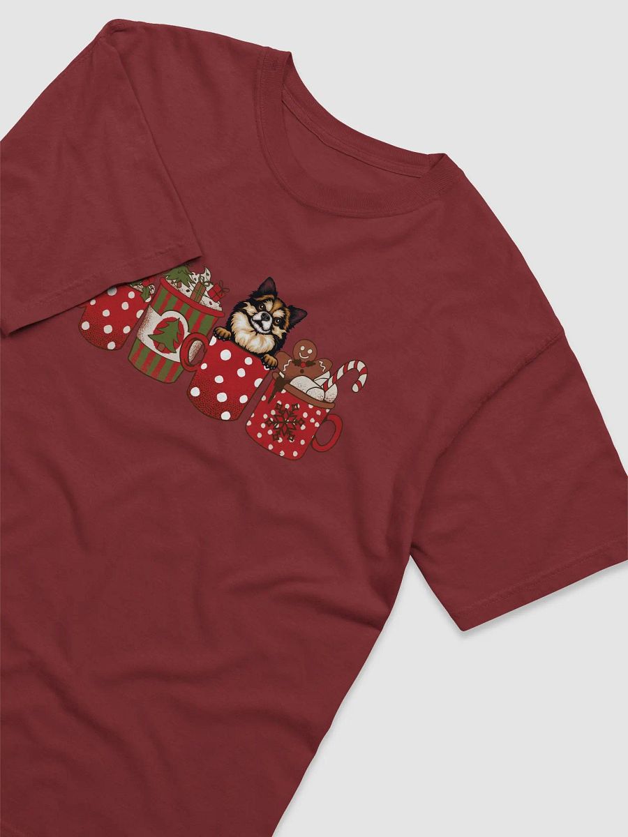 Cute Longhaired Chihuahua in a Christmas Cup T-Shirt | Funny Christmas Pup in a Cup product image (6)