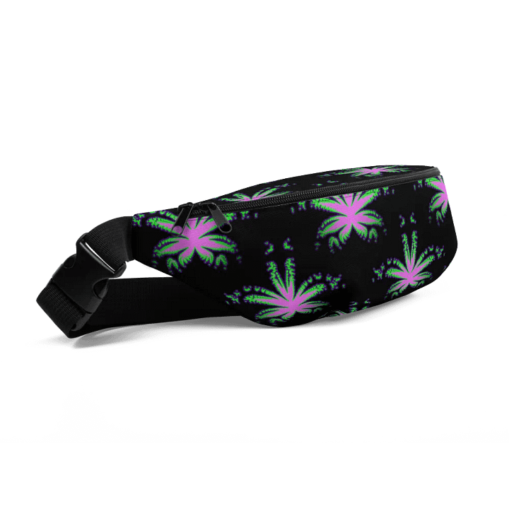 Cannabis Leaf 420 Fanny Pack, Pink Neon Green Black Stoner Bag, Weed Lover Accessory product image (2)