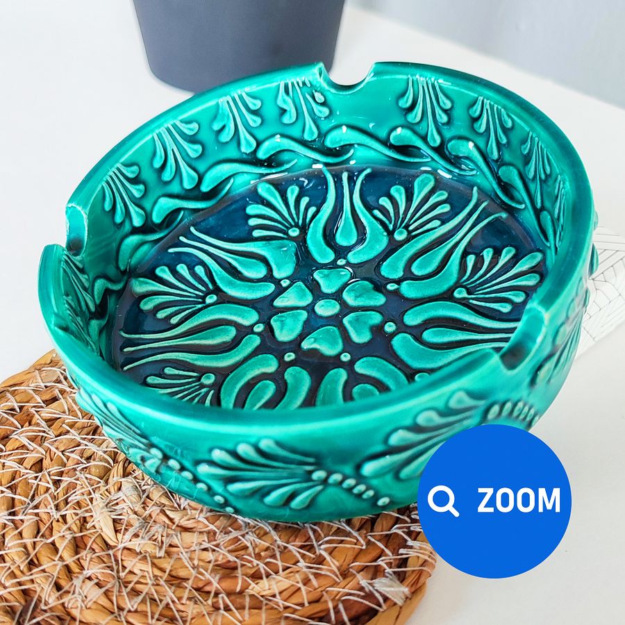Ceramic turquoise ashtray (11 cm) — handmade pottery, handmade ceramic, home decor, handmade gift, Turkish ceramic product image (6)