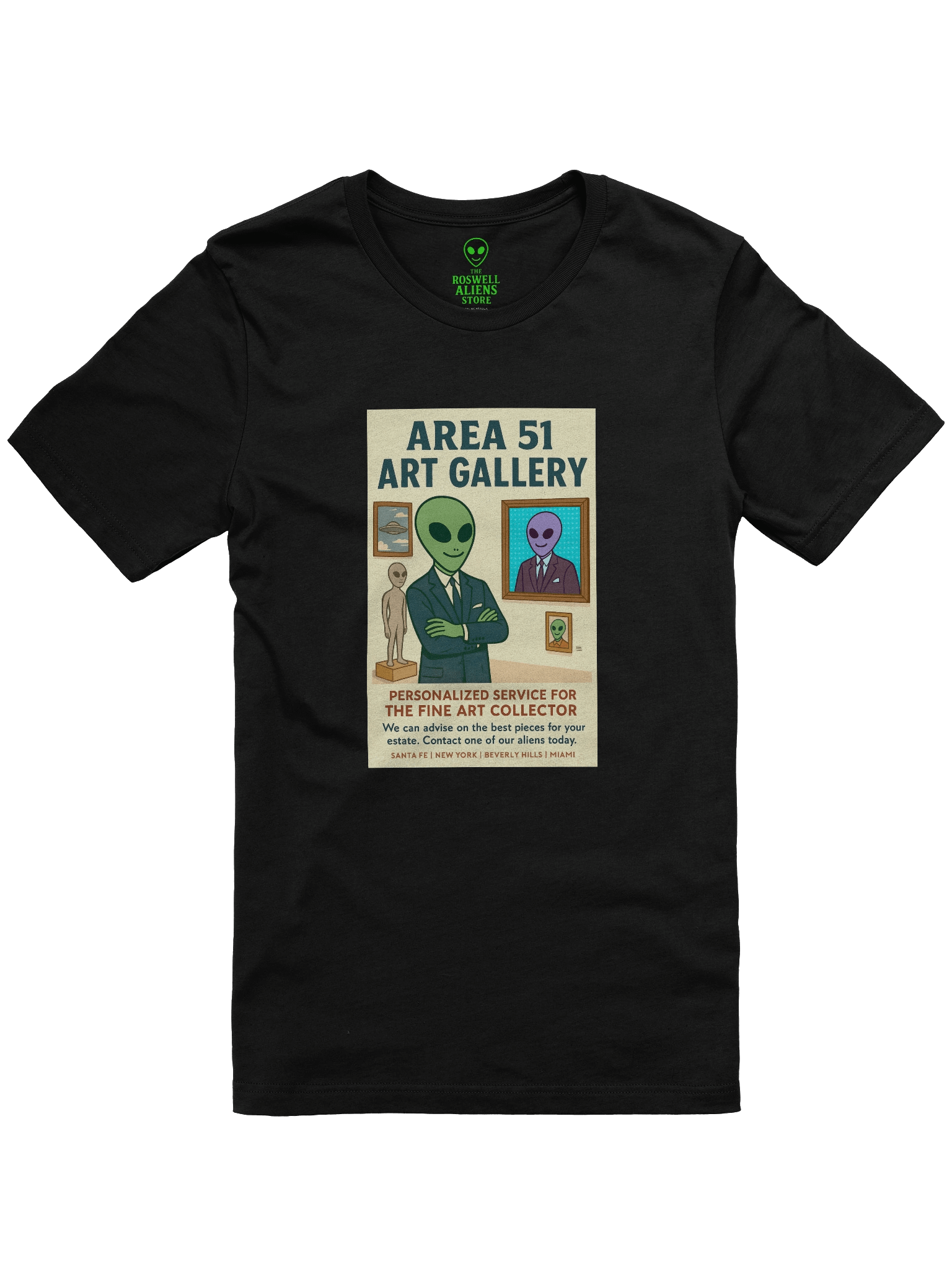 Area 51 Santa Fe Art Gallery Roswell Aliens 1950's Retro Poster Unisex T-Shirt product image (1)