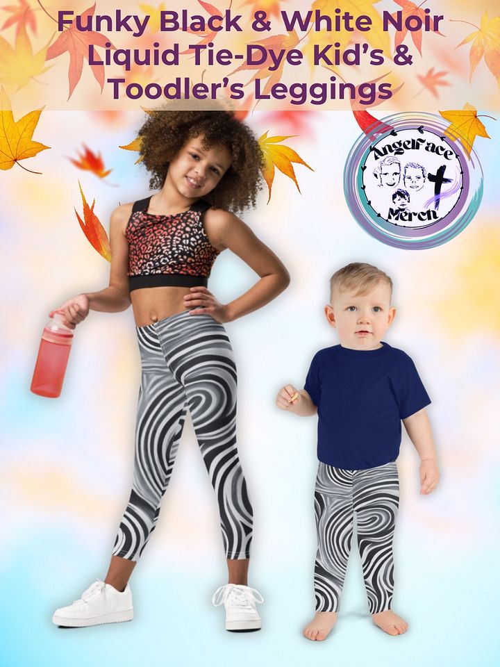 Funky Black and White Noir Liquid Tie-Dye Kid's and Toddler's Leggings product image (1)