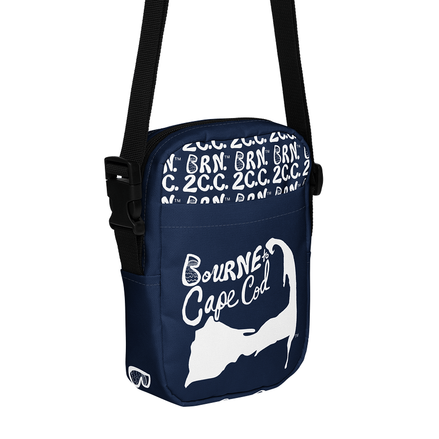 BOURNE to Cape Cod™ | Crossbody Bag | BRN.2C.C.™ | Utility On-the-Go | Coastal Cool Meets Everyday Carry | White Logos on Navy Blue🌊🎒 product image (1)