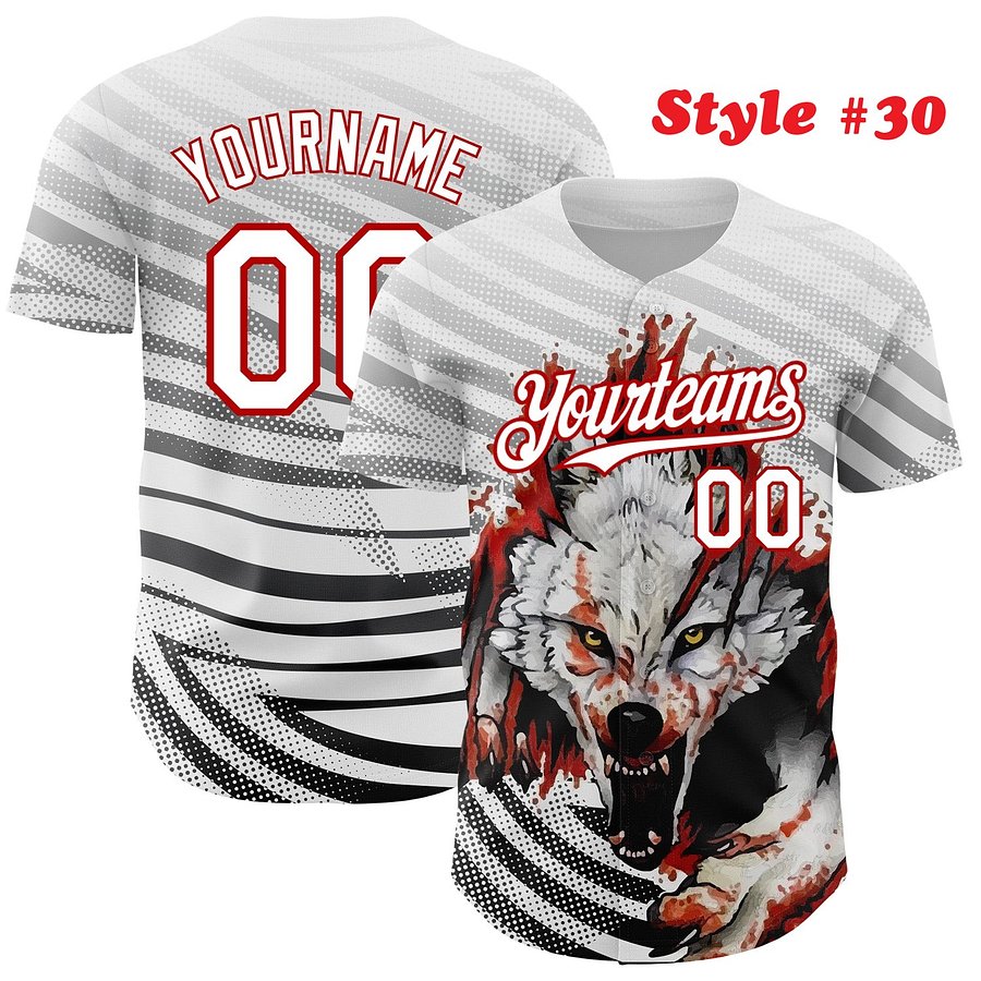 Authentic Baseball Jersey, Custom Baseball Jersey, Personalized Sport Jersey, Colorful, Number, 3D Animals product image (187)