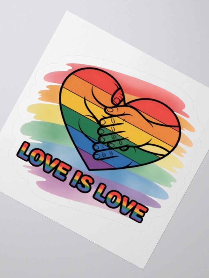 Love Is Love Pride Sticker - Rainbow Hand Heart Design product image (4)