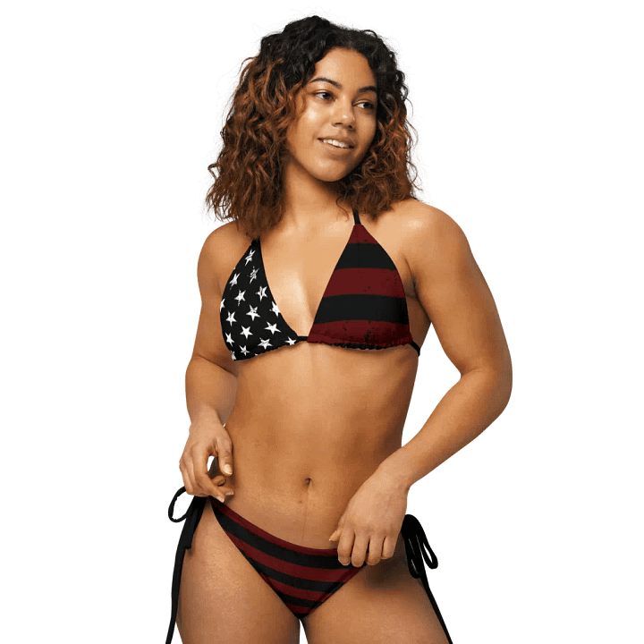 Distressed Red and Black Americana String Bikini product image (1)