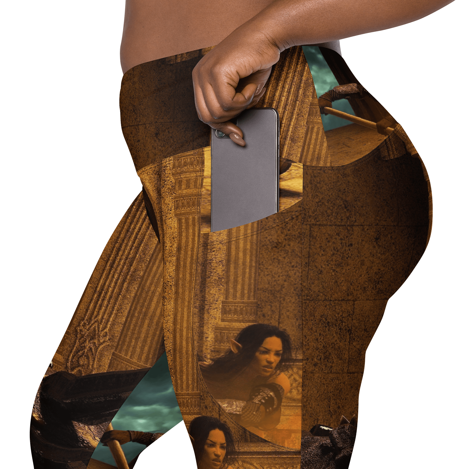 'Elven Stories - Warriors Cry Too' Crossover Leggings with Pockets product image (8)