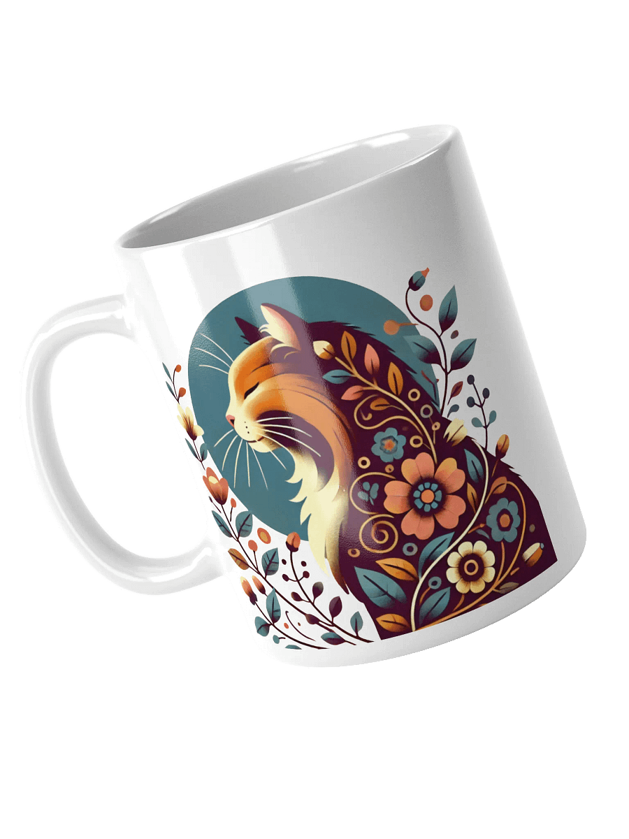 Long Haired Calico Cat and Floral Design Mug product image (7)