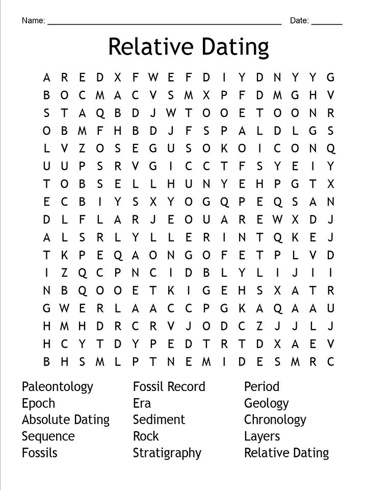 Printable Relative Dating Word Search – 15 Key Terms! product image (1)