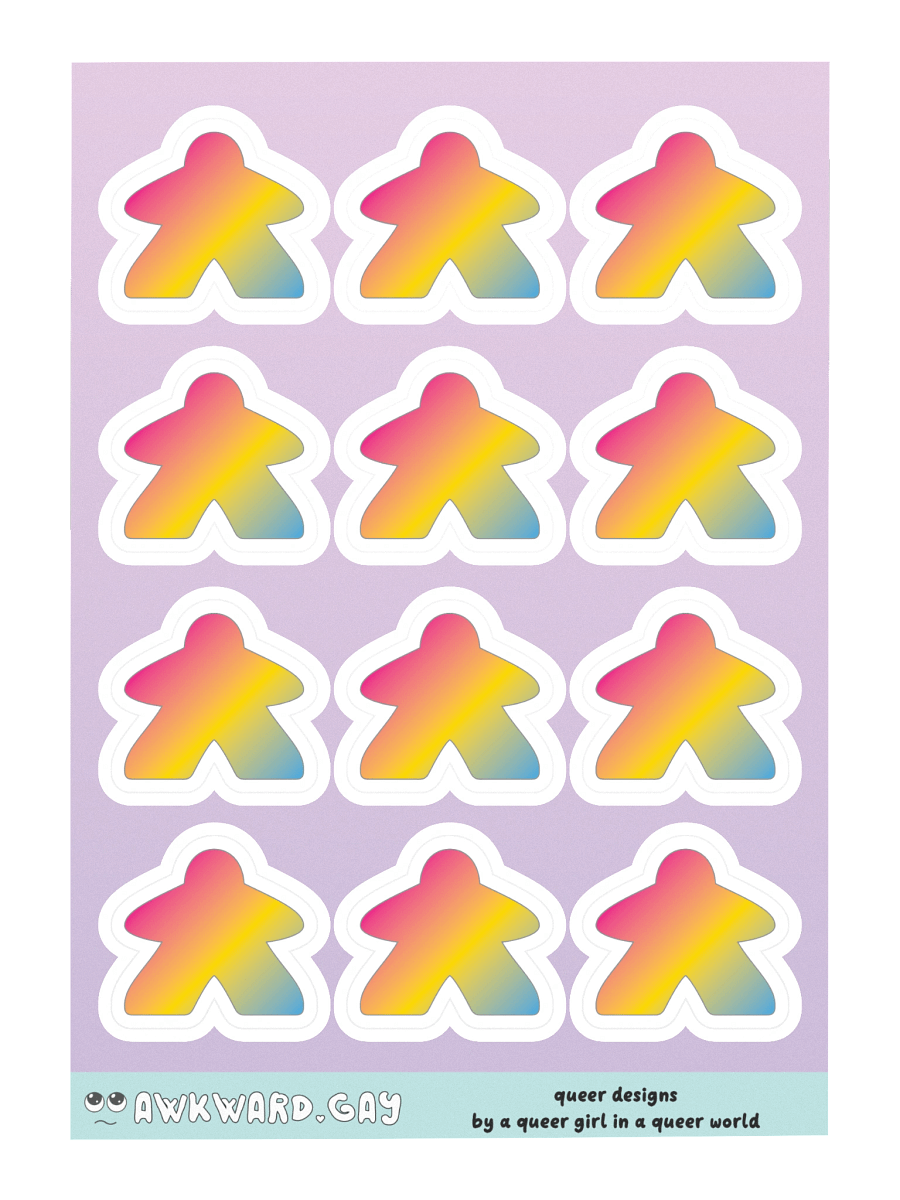 Pansexual Pride Gradient Meeple Sticker Sheet product image (3)