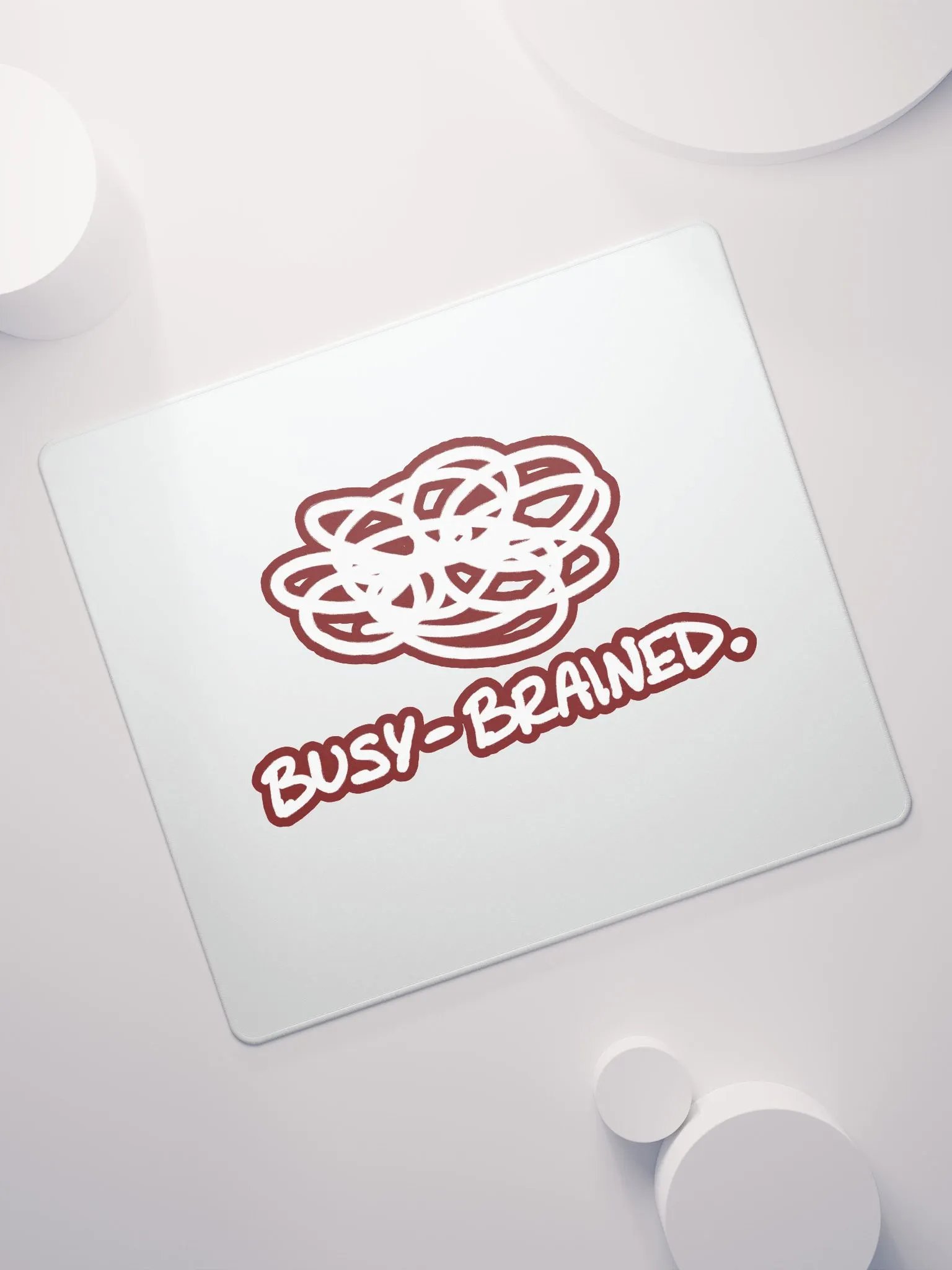 BUSY-BRAINED (lined design, #6D1616) mouse pad product image (7)
