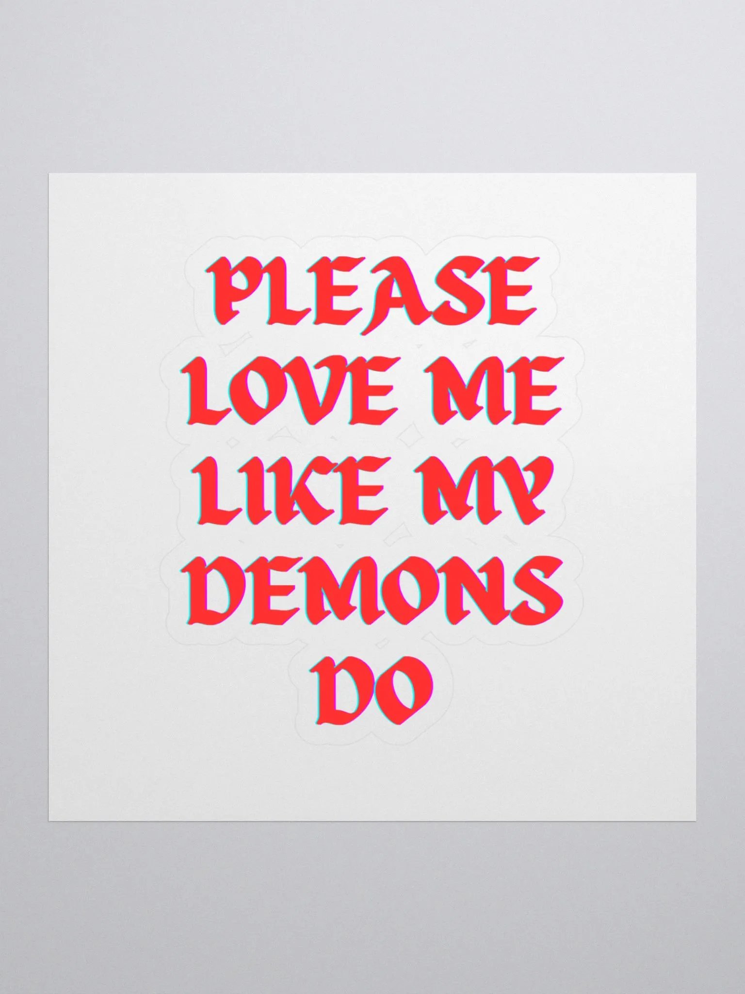 Love Me Plz Kiss Cut Sticker (Red Text) product image (1)