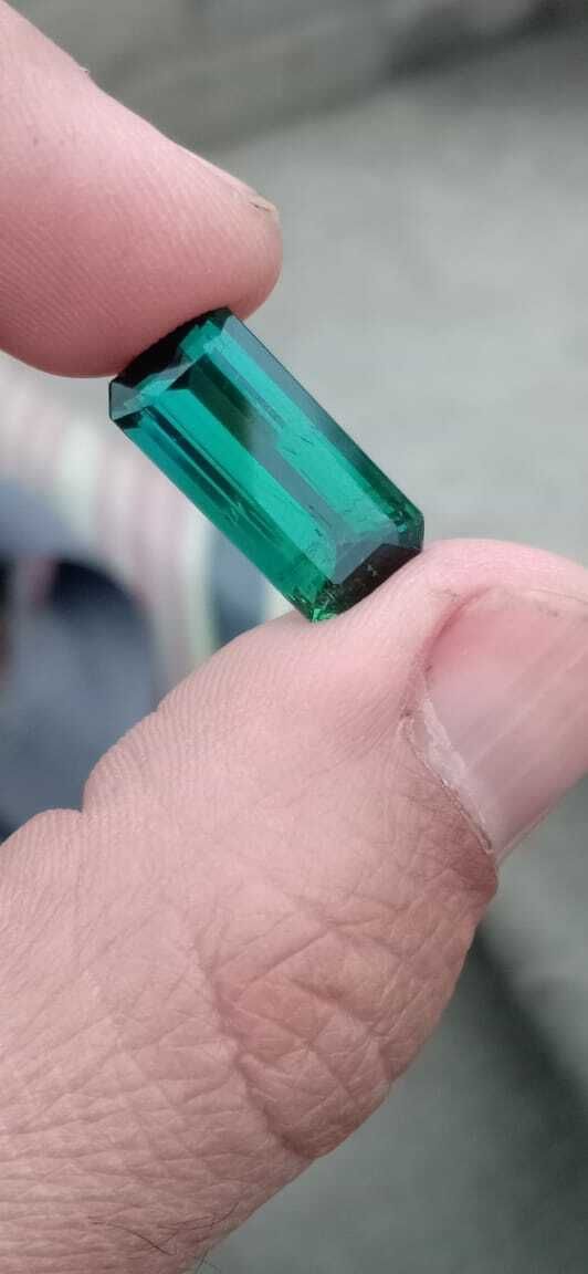 TOURMALINE GREEN/BLUE COLOR EMERALD CUT LOOSE GEMSTONE FROM AFGHANISTAN, 8 CARAT product image (6)