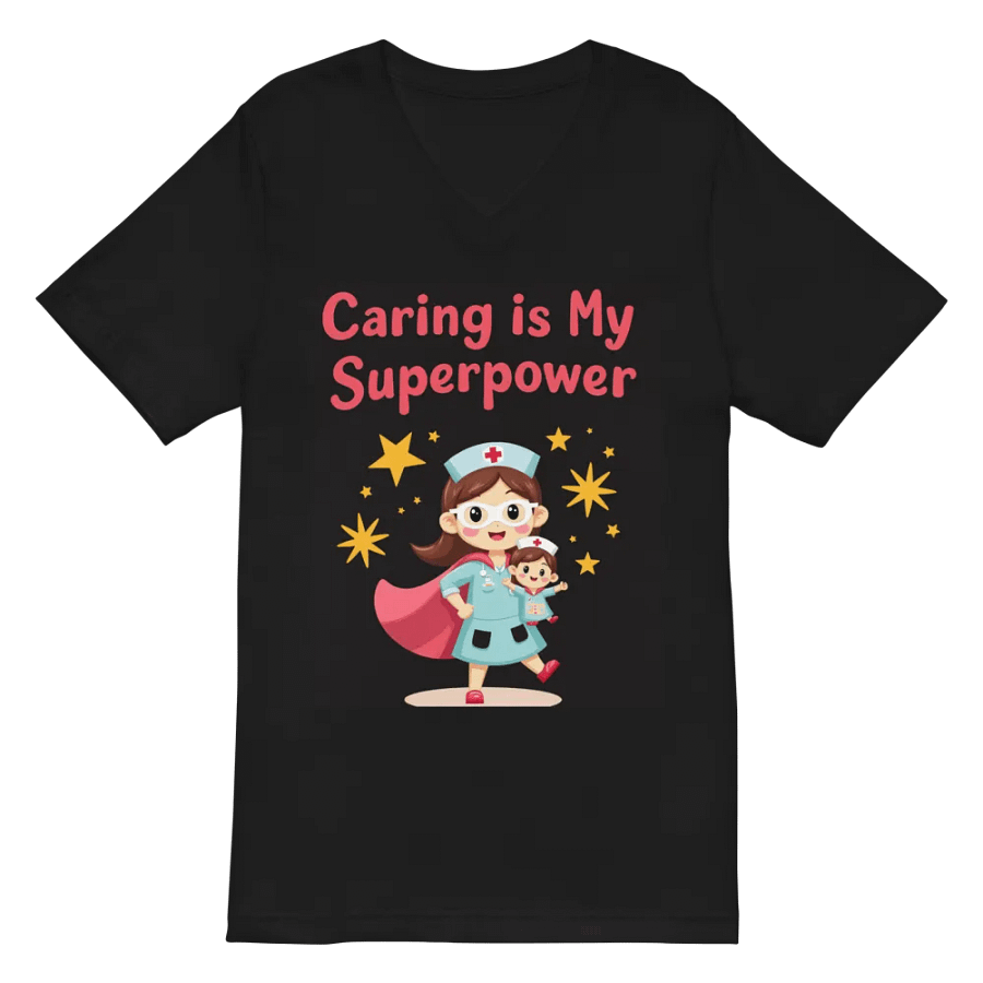 Caring Superpower Nurse V-Neck Tee product image (3)